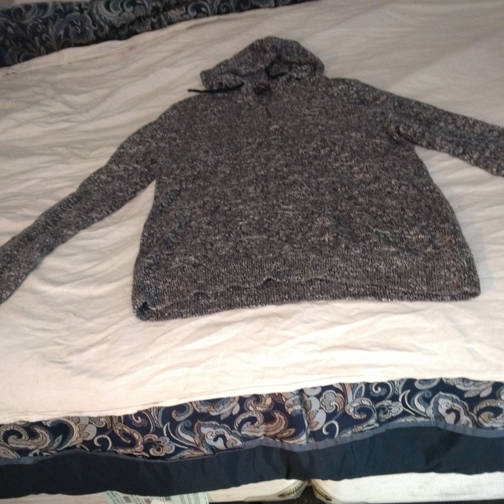 Express Mens Pullover Hoodie Size L gray Knit Casual sweater Jacket quarter zip